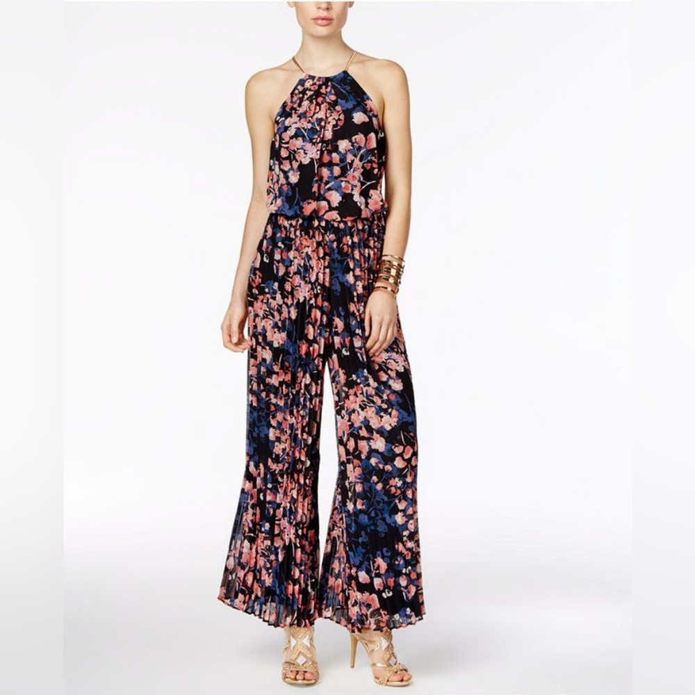 Floral Maxi Jumpsuit w/ Gold Chain Clasp